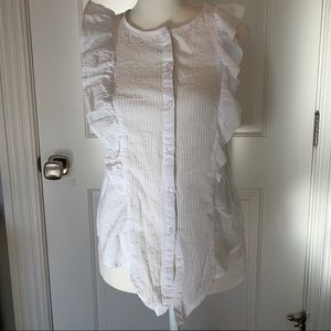 Zara girls white sleeveless blouse with ruffles